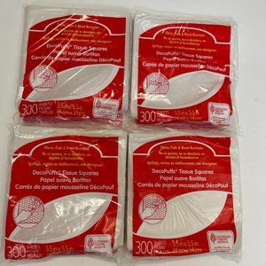 Lot of 4 DecoPuffs Tissue Squares Packs 5.5" x 5.5" x 300ea Crafts White NEW